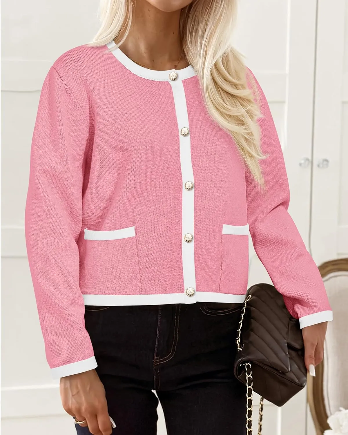 PRETTYGARDEN Women's Knit Cardigan Sweaters 2024 Fall Fashion Long Sleeve Button Down Shirts Tops Blouse