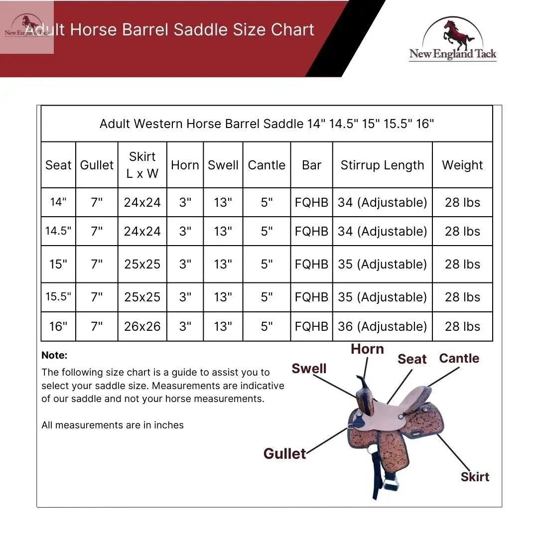 Resistance Western Adult Barrel Premium Leather Horse Saddle
