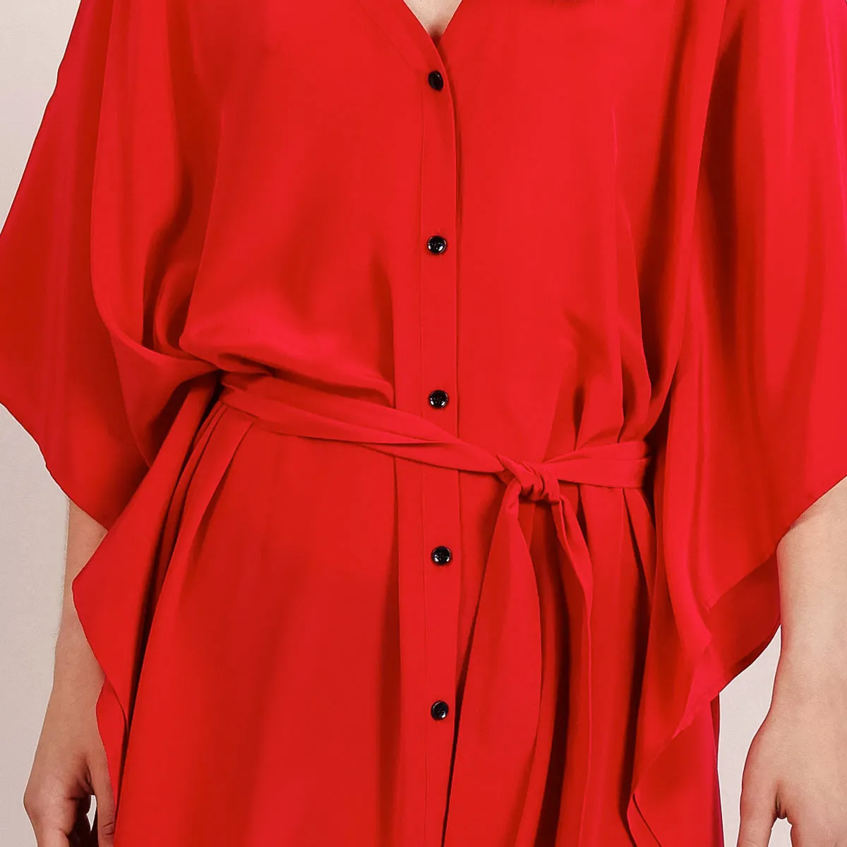 Riviera Long Silk Caftan Dress Raspberry Red