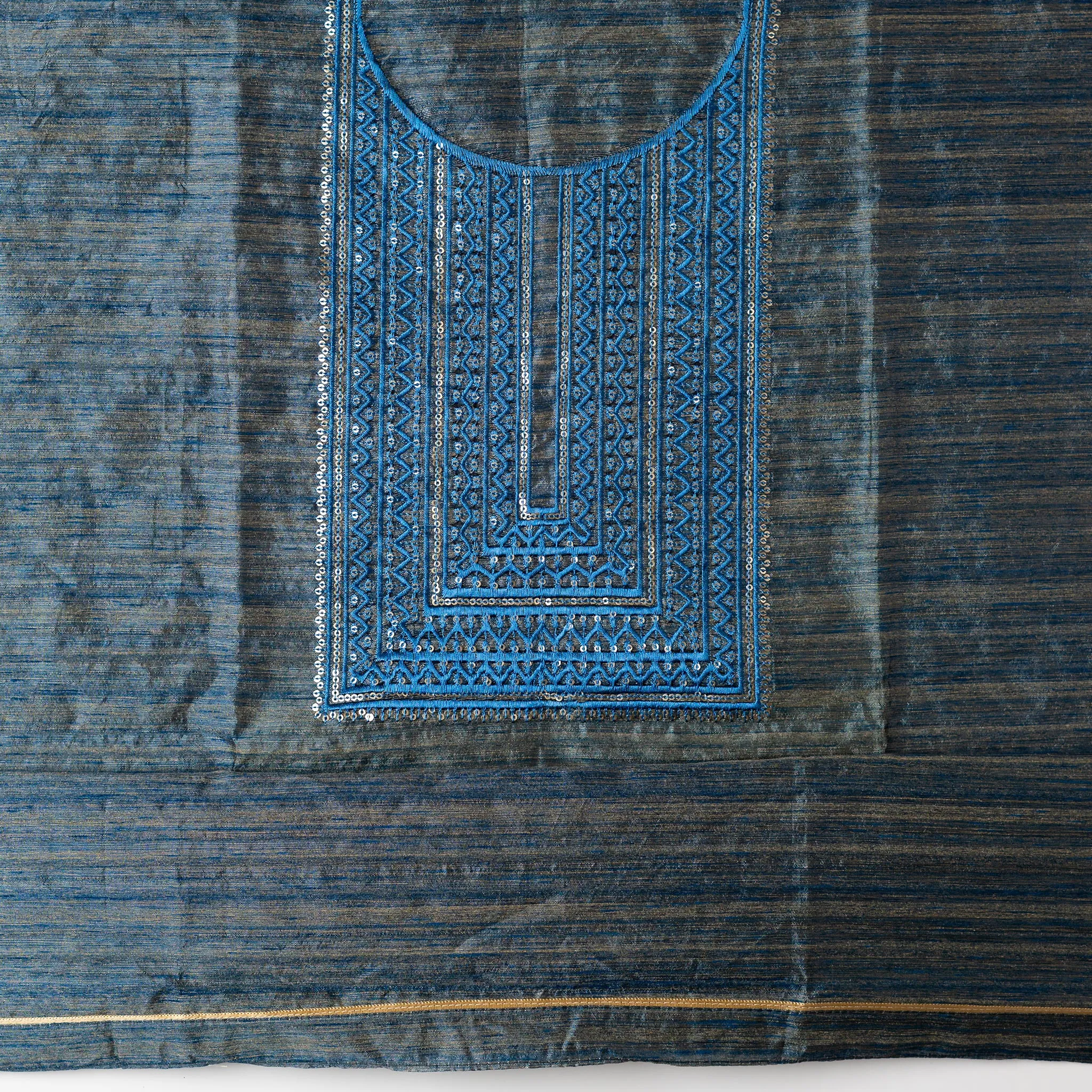 Silk Blue Dress Material
