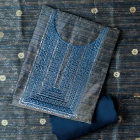 Silk Blue Dress Material