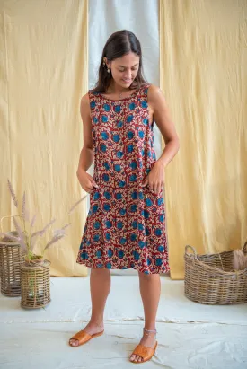 Silk Modal Shift - Red Indigo Floral
