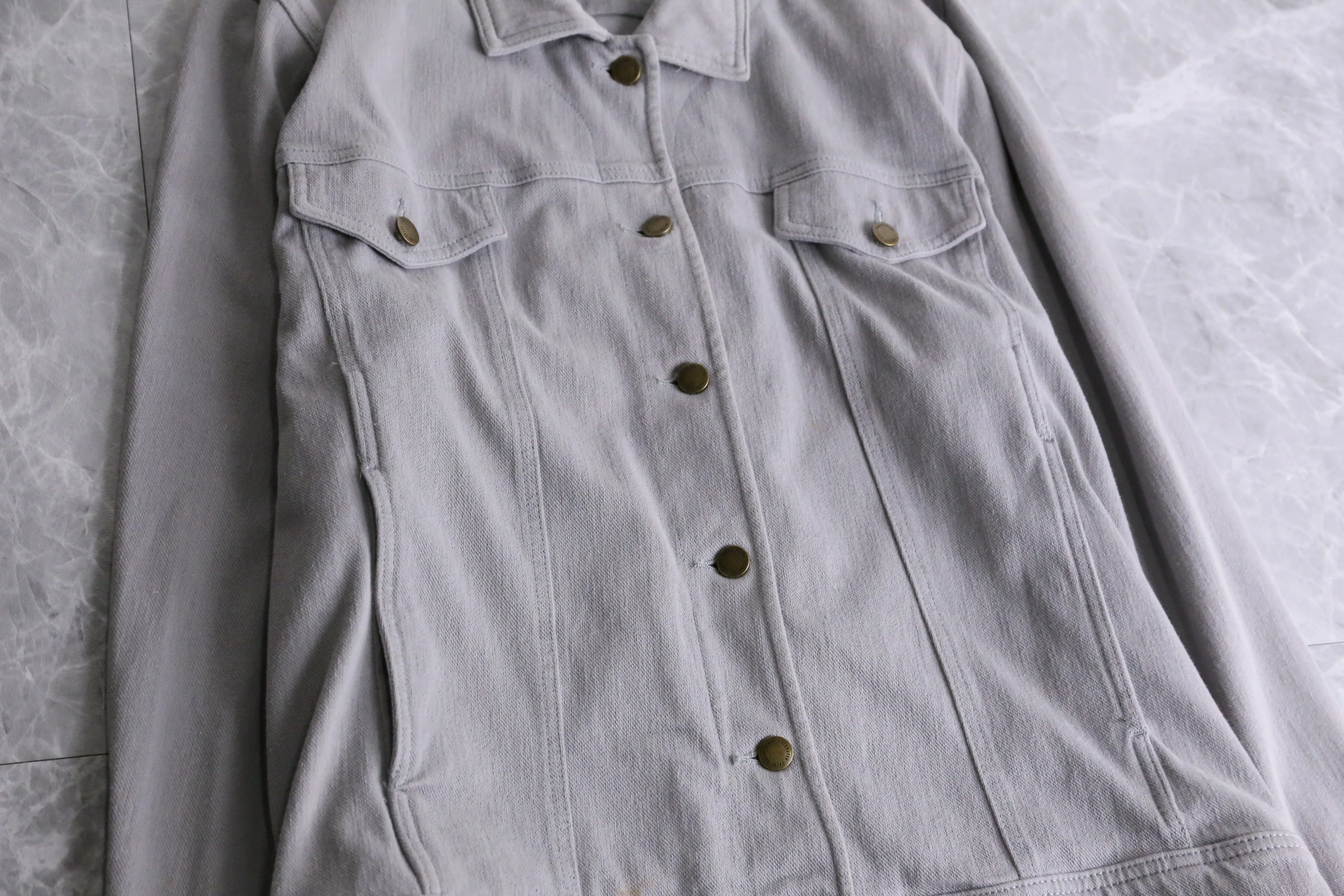 simple gray color cotton shirt jacket