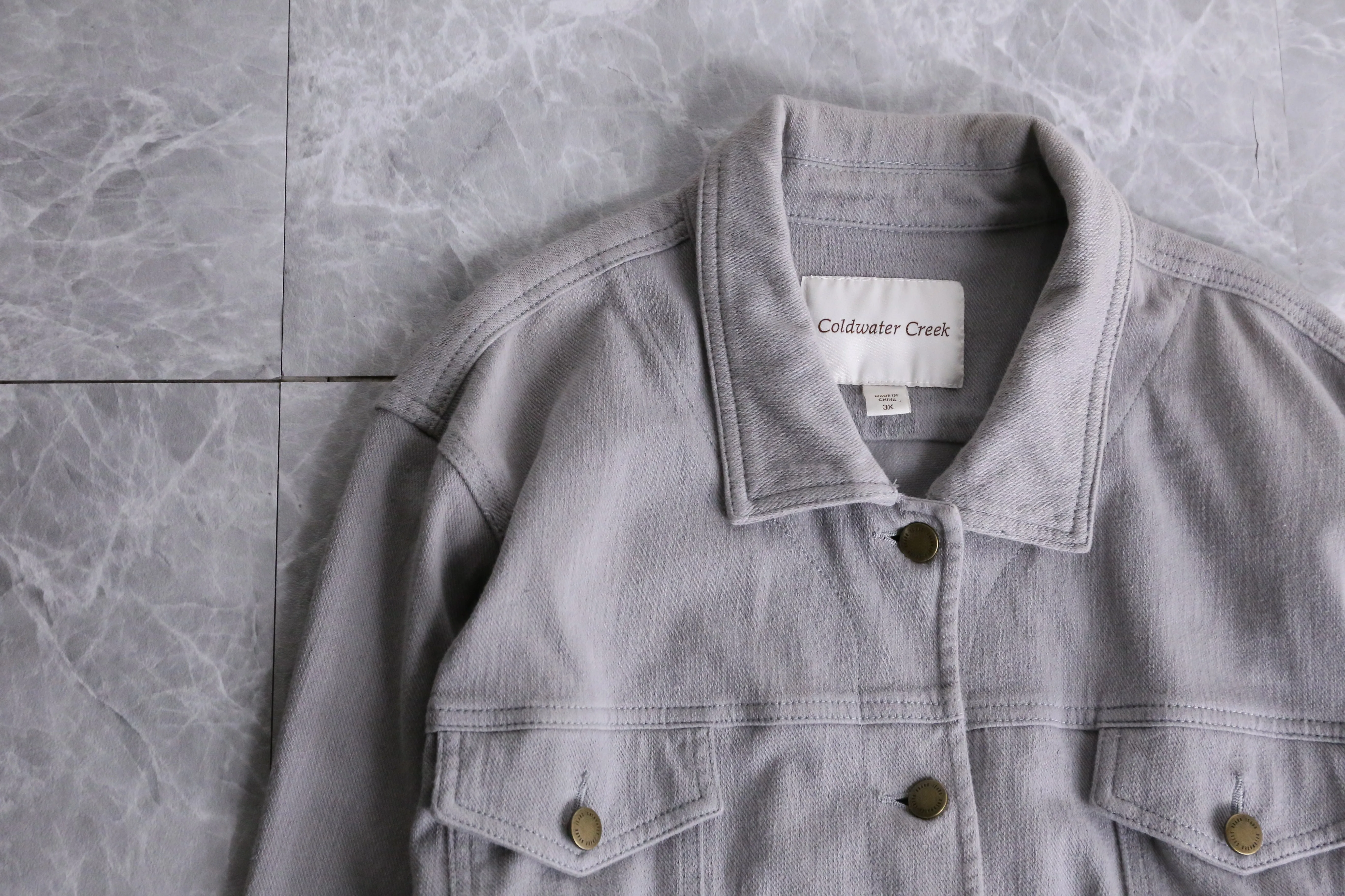 simple gray color cotton shirt jacket