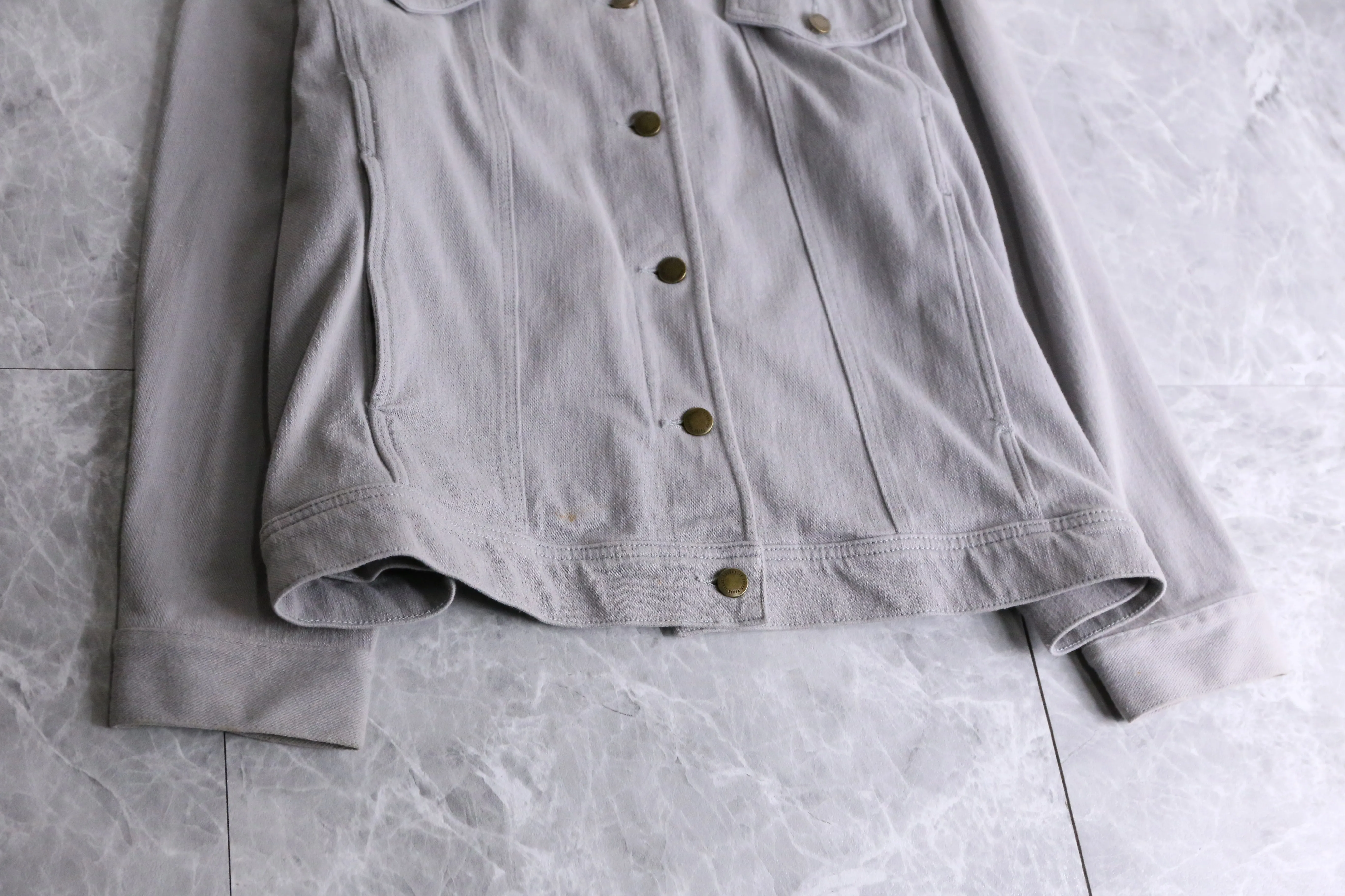 simple gray color cotton shirt jacket