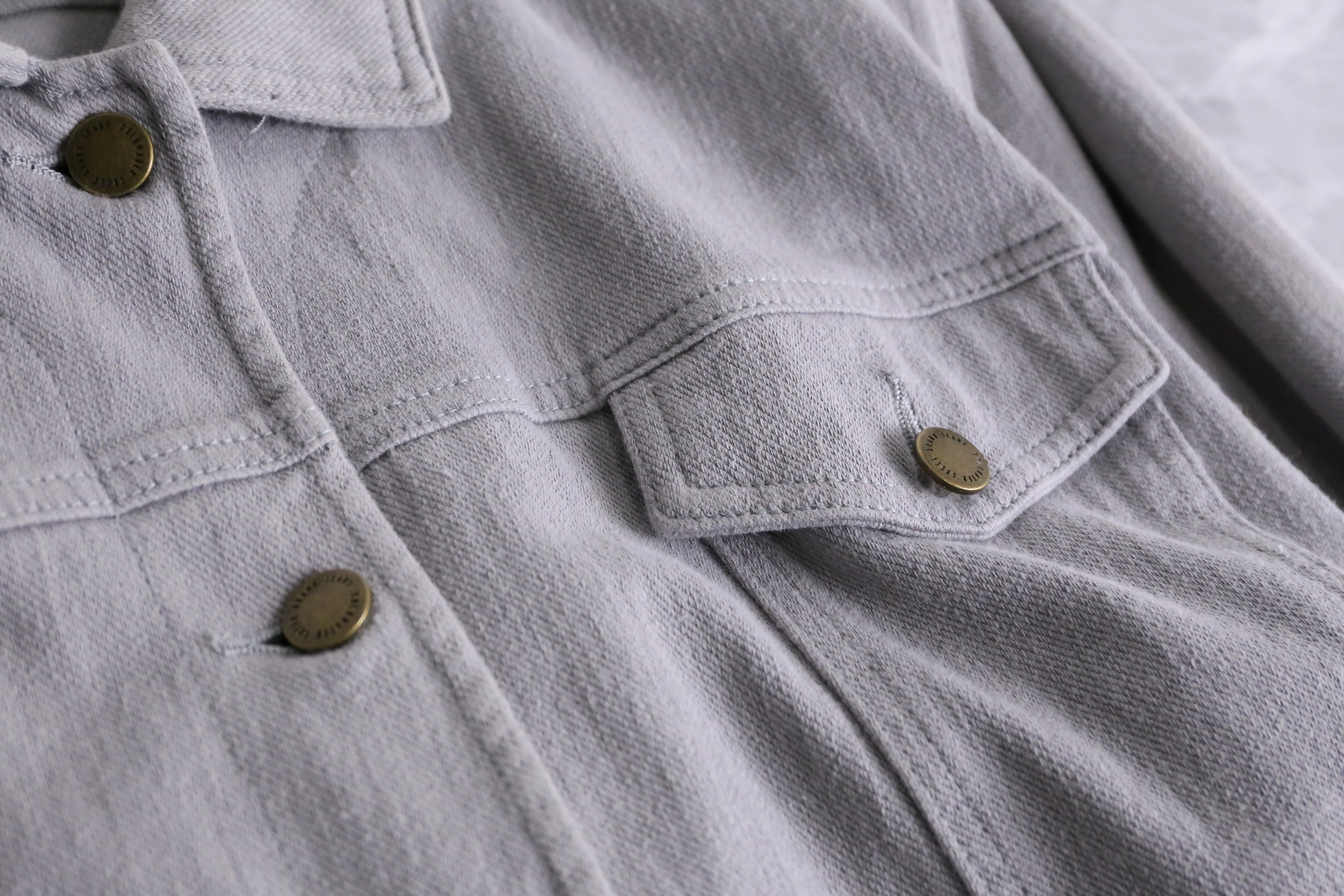 simple gray color cotton shirt jacket