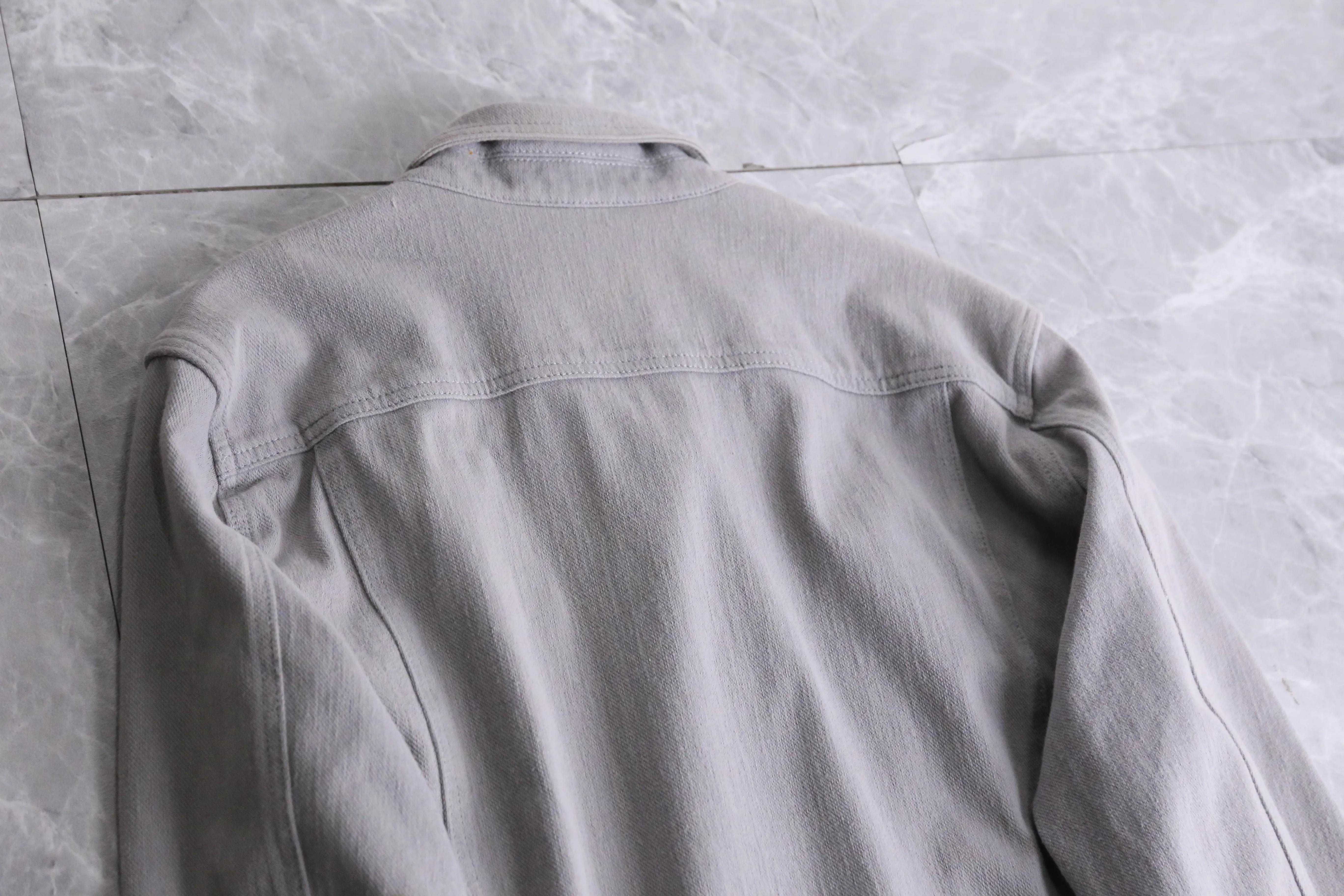 simple gray color cotton shirt jacket