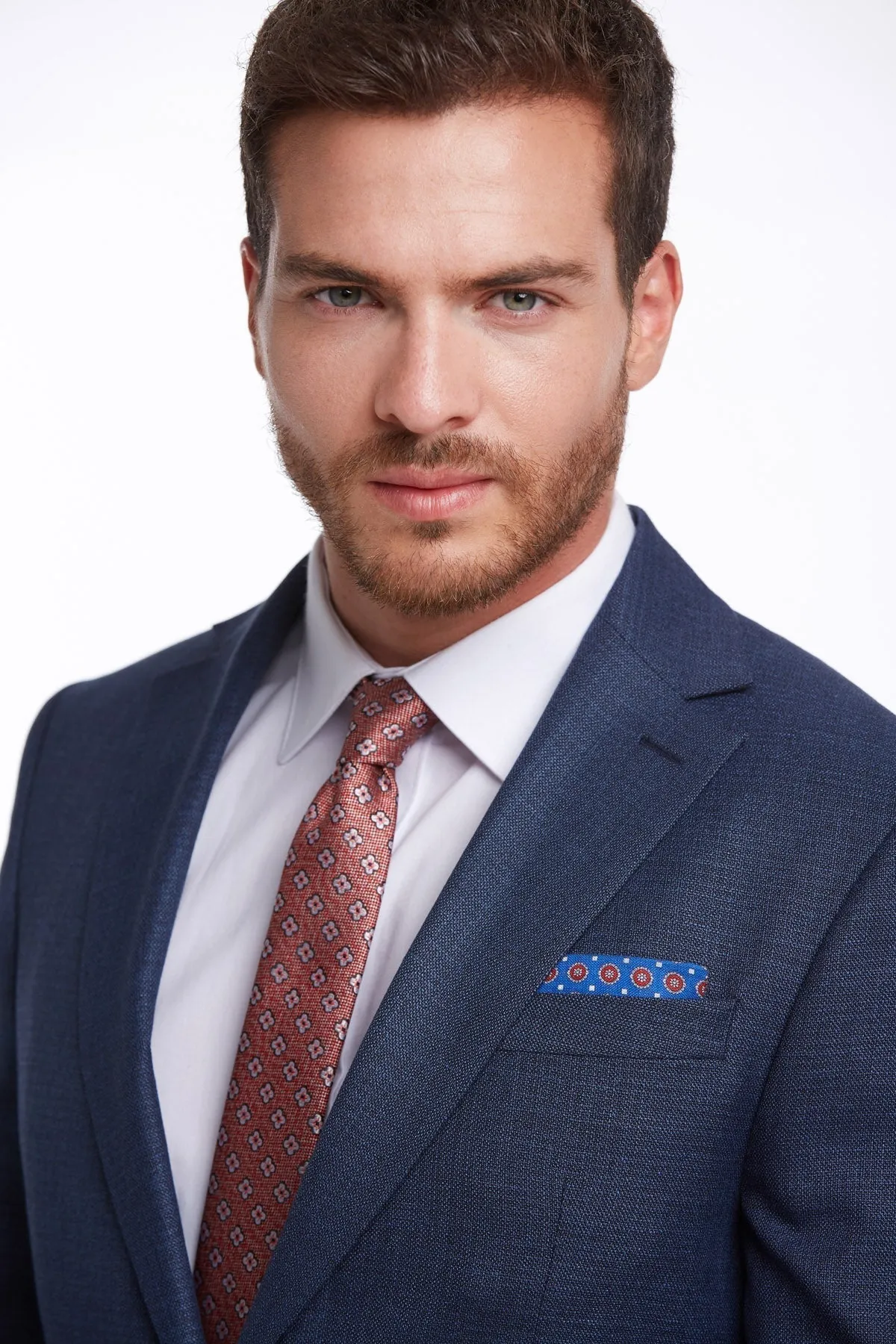 Slim Fit Notch Lapel Textured Navy Classic Suit