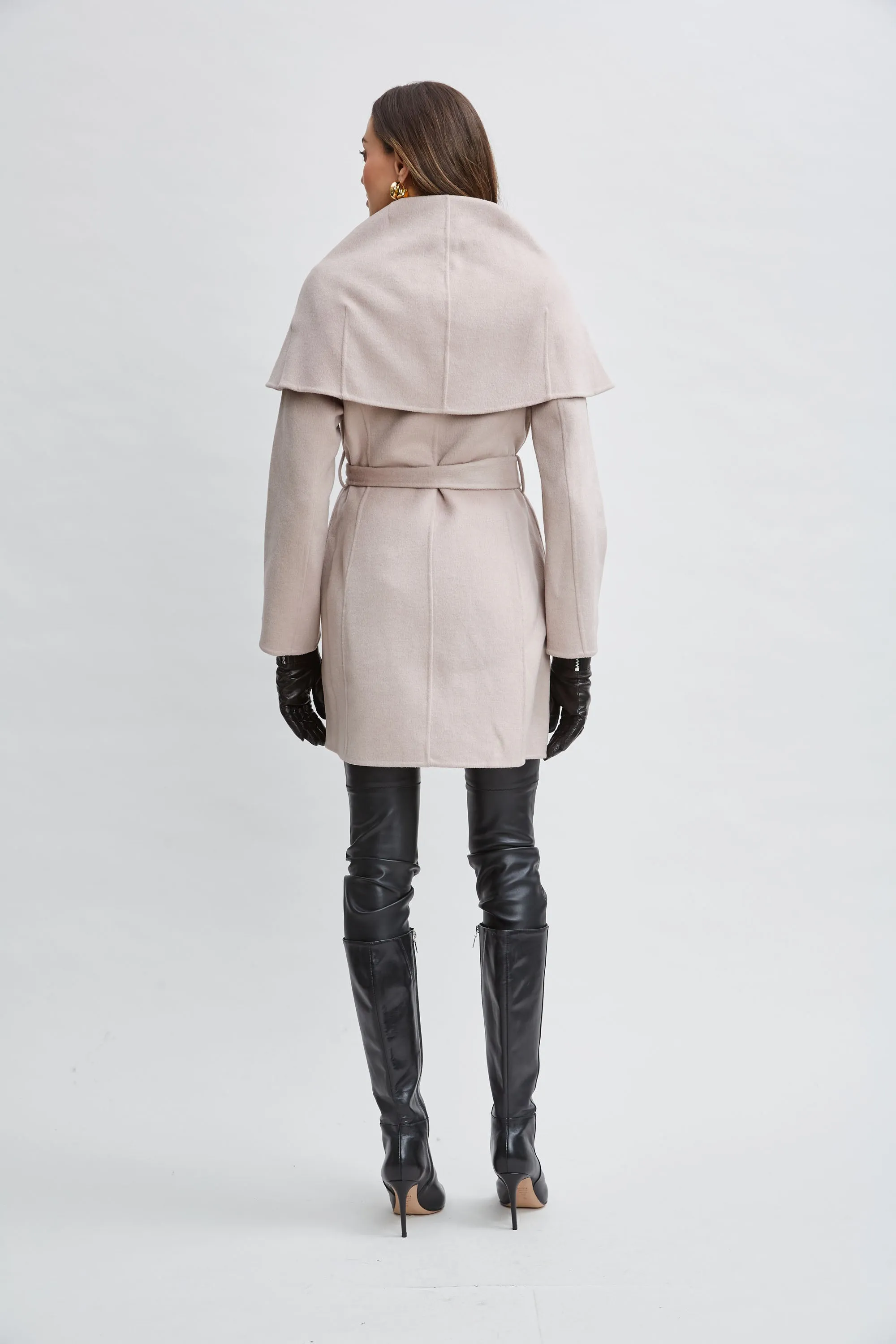 Tahari Wool Blend Shawl Collar Wrap Coat