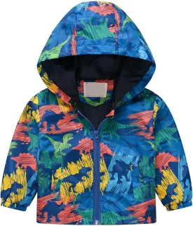 Toddler Baby Spring Jacket Girls Boys Cute Cartoon Windbreaker Coats Rain Jacket Hooded Zip Light Outerwear