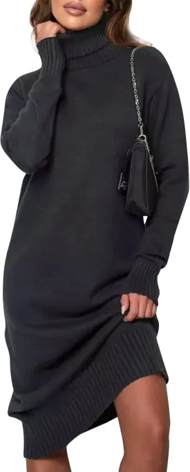 Turtle Neck Dress for Women,Womens Fall and Winter Fashion Sexy Slim Waisted Package Hip Dating Long Sleeve Dresses