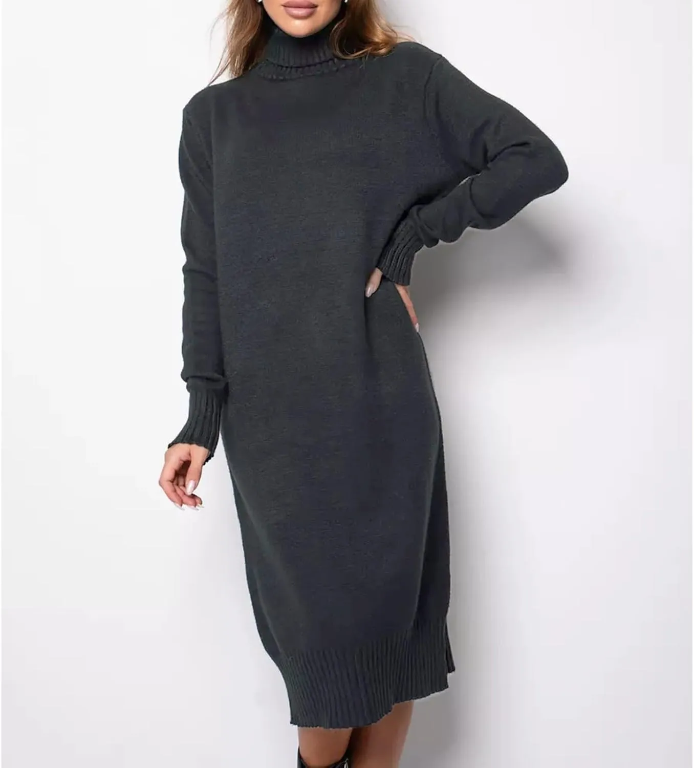 Turtle Neck Dress for Women,Womens Fall and Winter Fashion Sexy Slim Waisted Package Hip Dating Long Sleeve Dresses