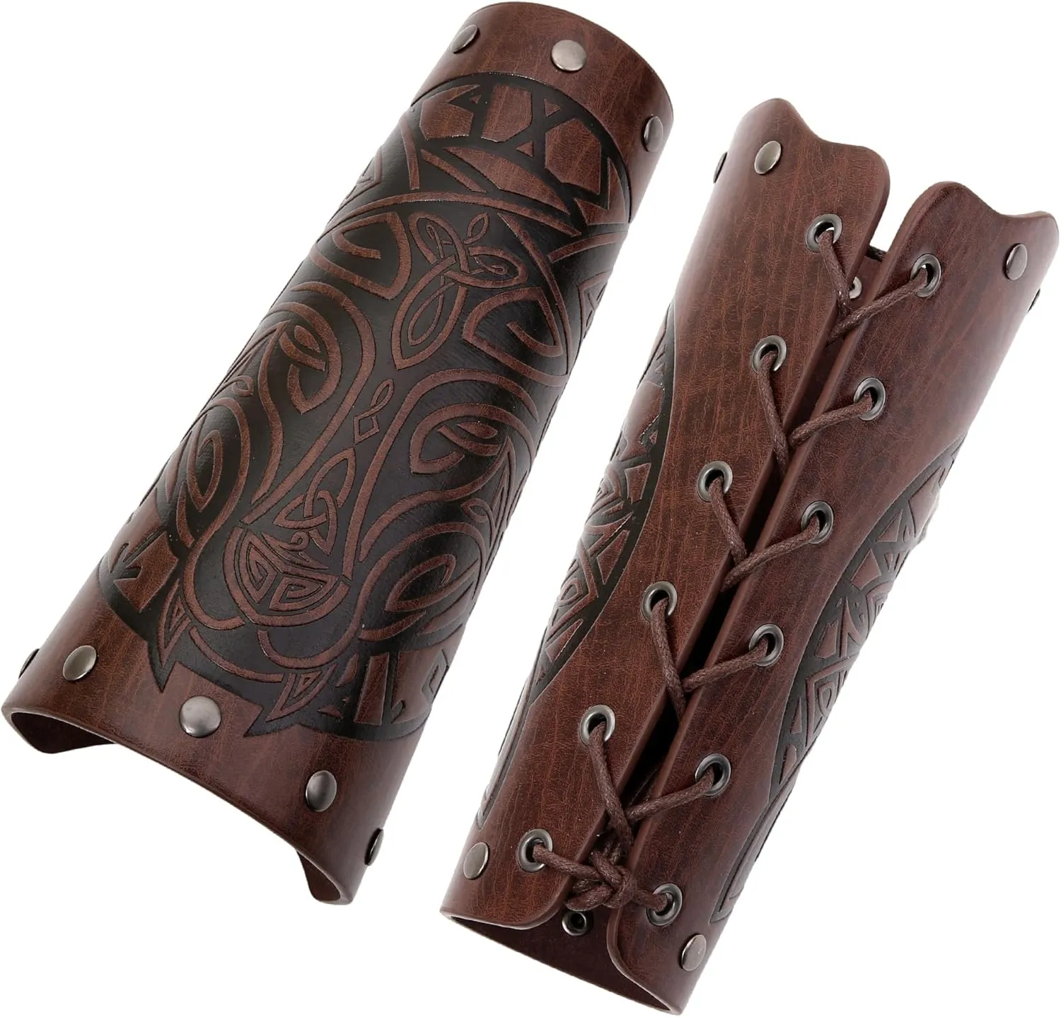 Viking Bracers Medieval Leather Bracers Embossed Wolf Leather Arm Guards Cuff Leather Gauntlet Armband Bracers