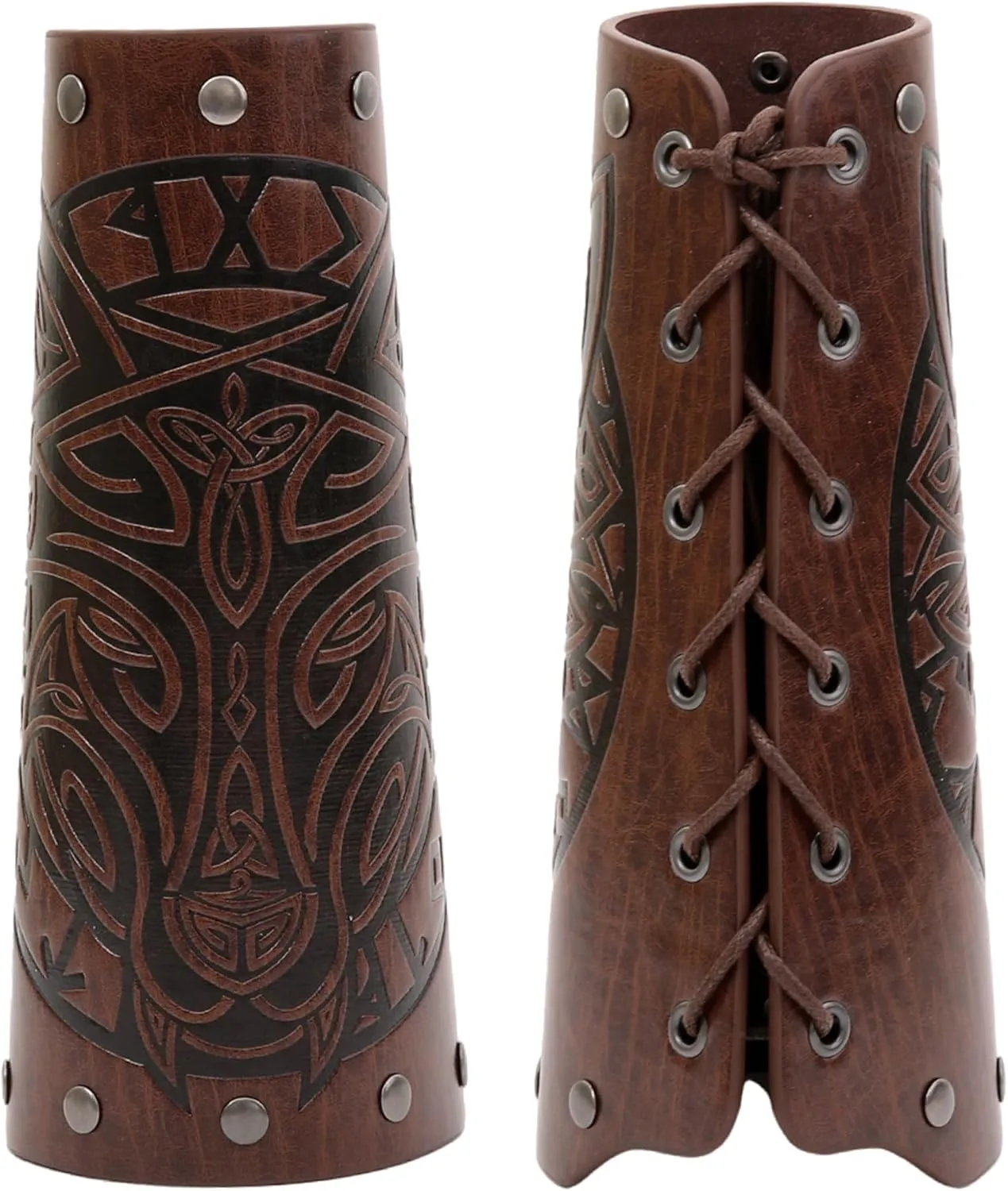 Viking Bracers Medieval Leather Bracers Embossed Wolf Leather Arm Guards Cuff Leather Gauntlet Armband Bracers