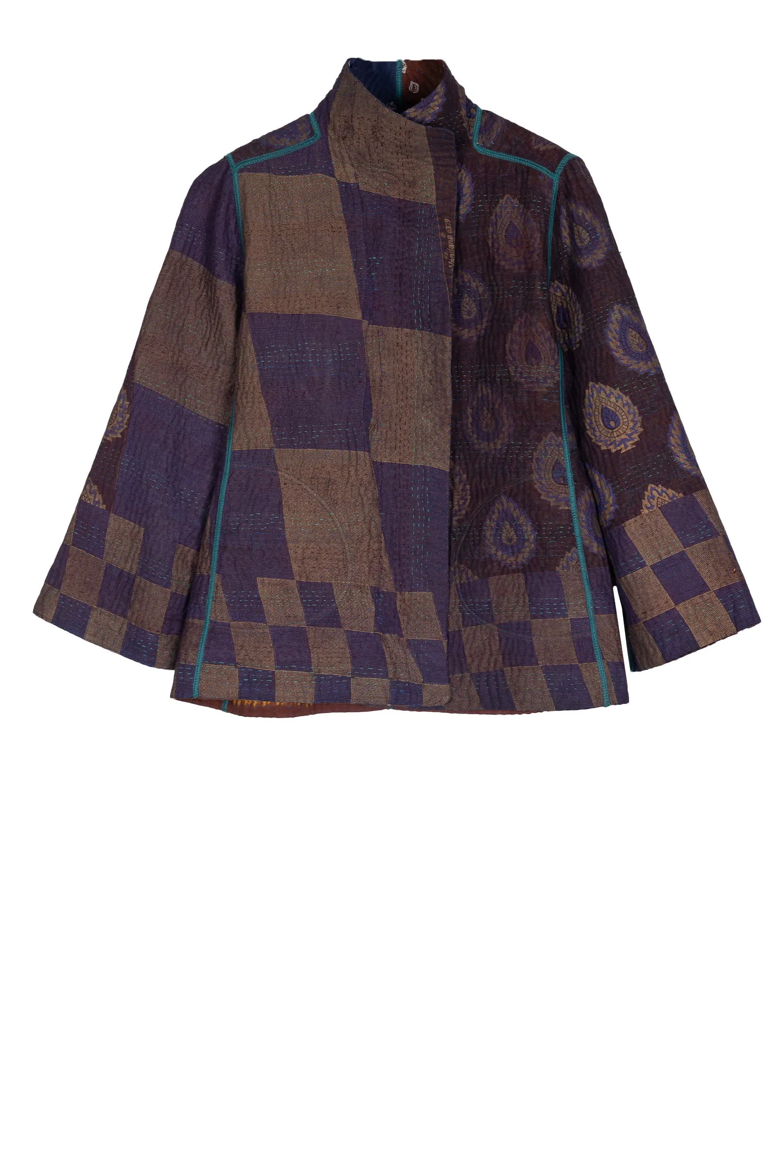 VINTAGE COTTON KANTHA SHORT JACKET - cv4007-0289m -