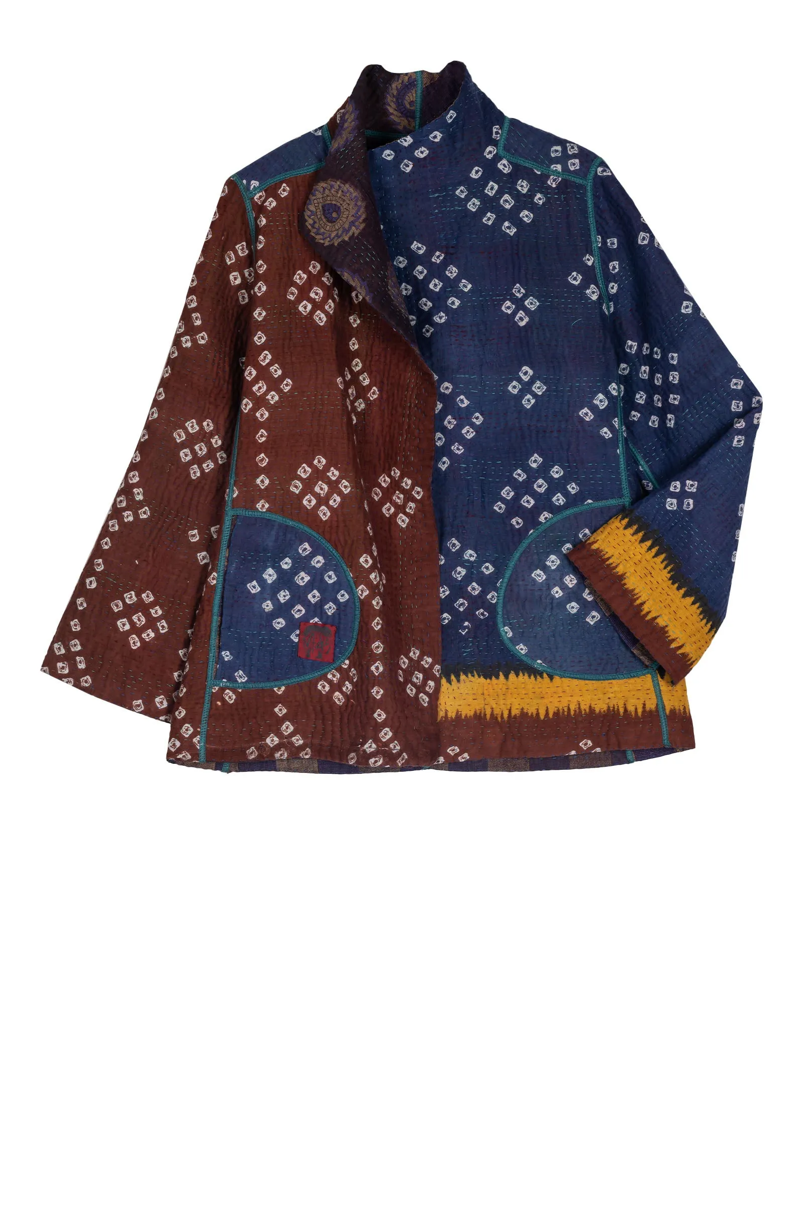 VINTAGE COTTON KANTHA SHORT JACKET - cv4007-0289m -