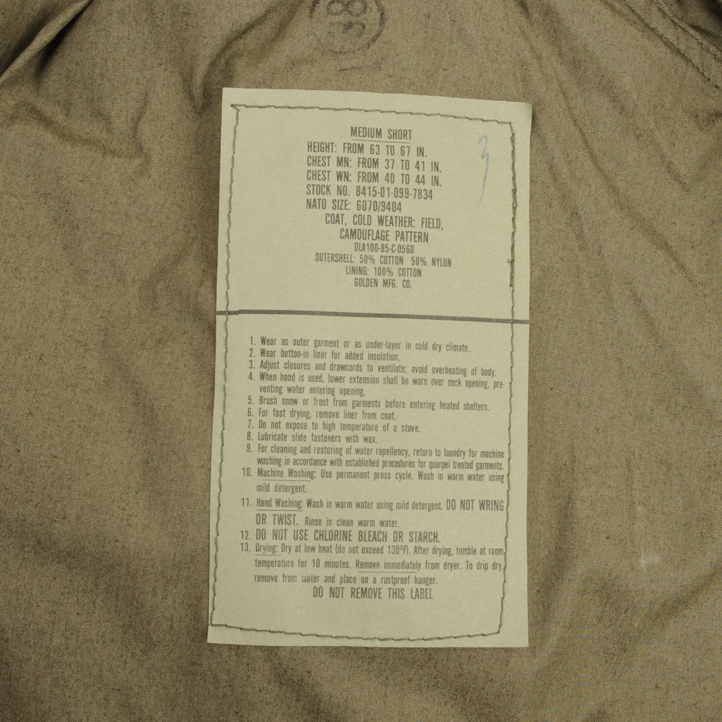 VINTAGE US ARMY M65 WOODLAND CAMO FIELD JACKET 1985 MEDIUM SHORT NOS