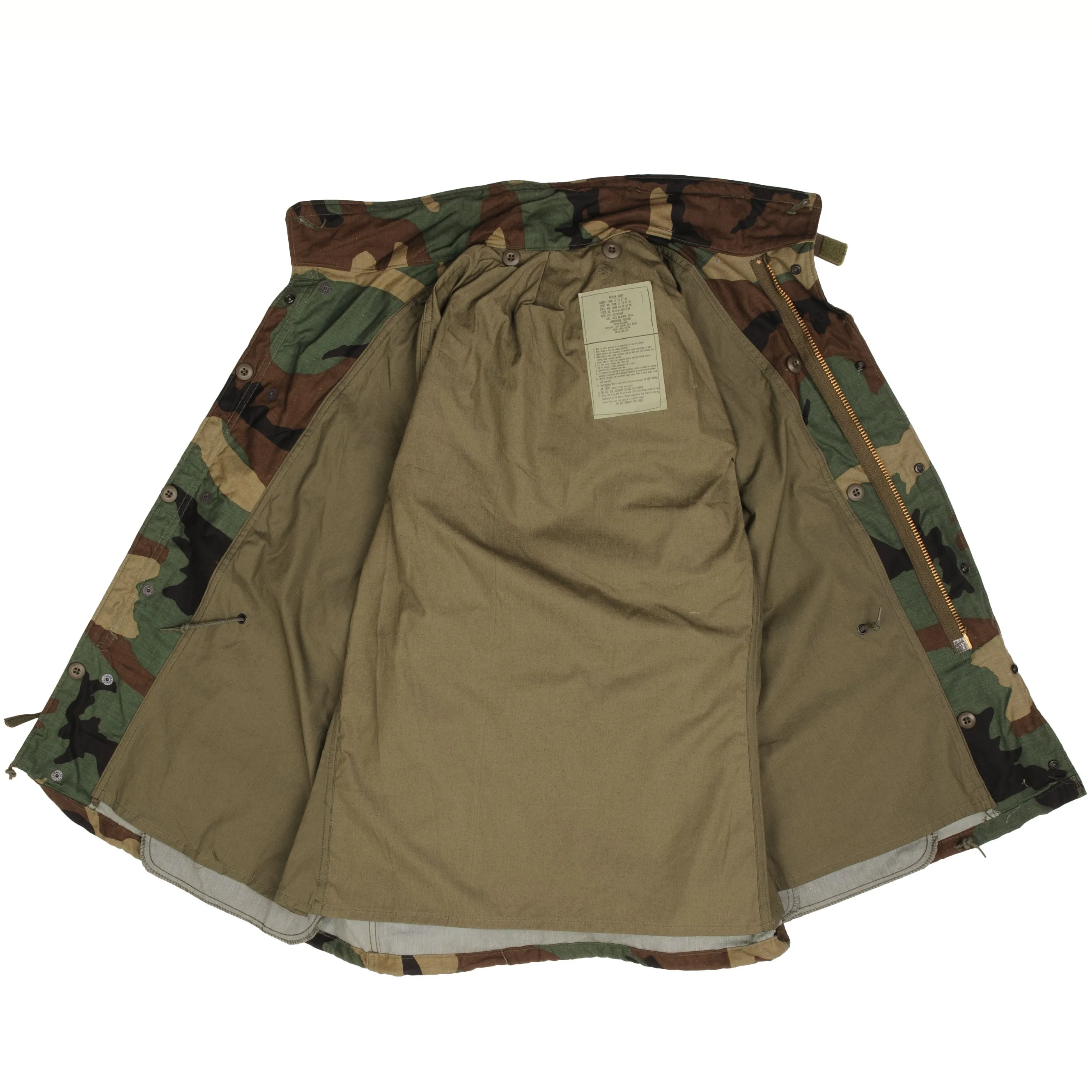 VINTAGE US ARMY M65 WOODLAND CAMO FIELD JACKET 1985 MEDIUM SHORT NOS