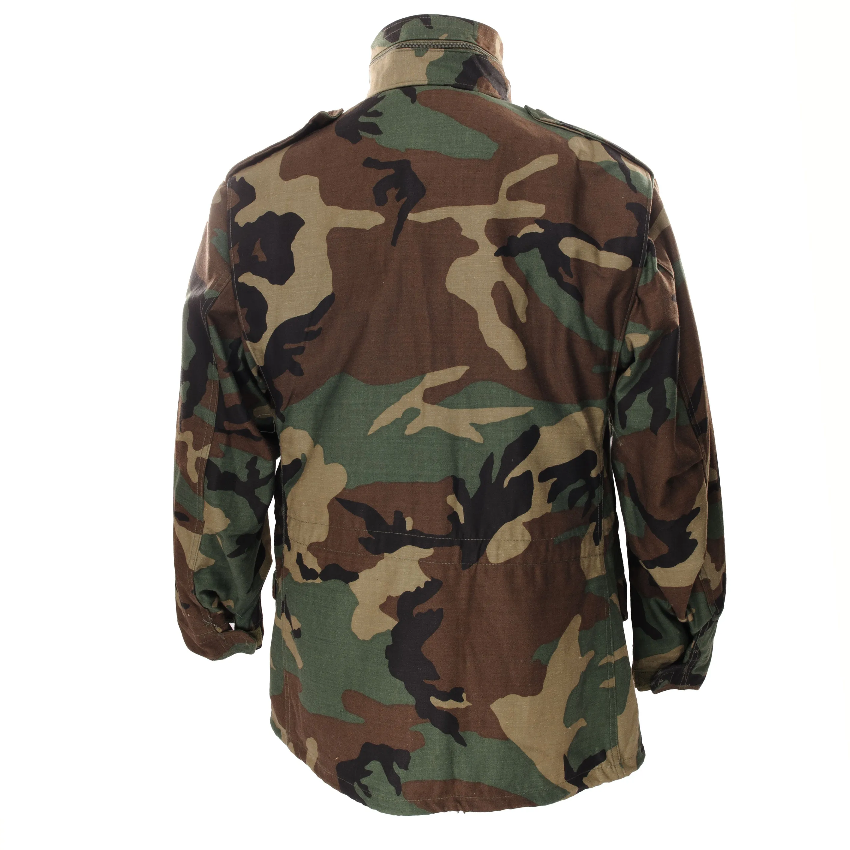 VINTAGE US ARMY M65 WOODLAND CAMO FIELD JACKET 1985 MEDIUM SHORT NOS