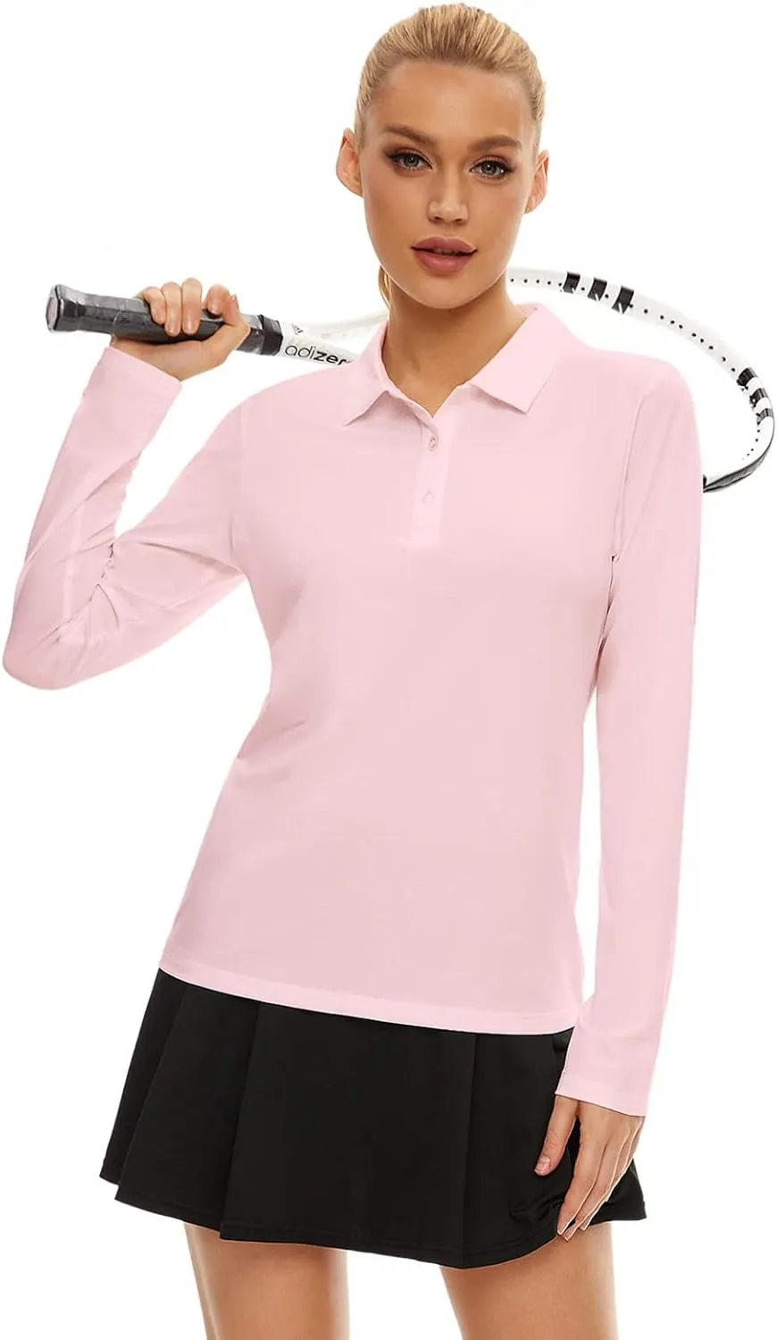 Women's Golf Shirt Long Sleeve Polo Shirt UPF50  Sun Protection Moisture Wicking Quick Dry Golf Polo Shirt