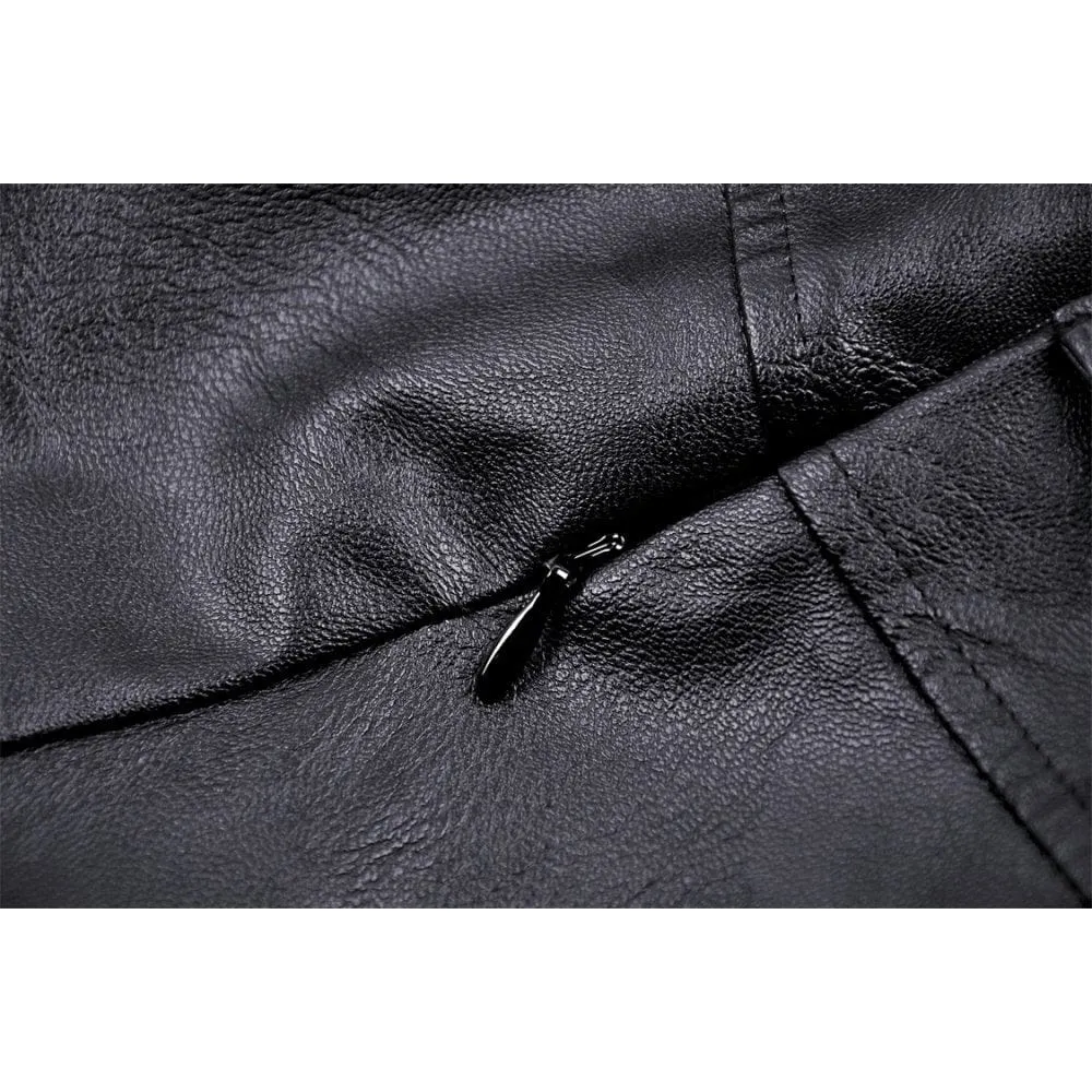 Women's Punk Buckle Faux Leather Pleated Skirt