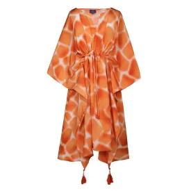 ZIRAFA GIRAFFA ORANGE ITALIAN SILK MIDI KAFTAN